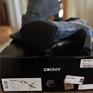 DKNY Gray Suede High Heel Ankle Boots
